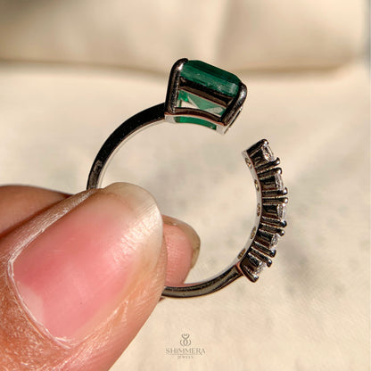 Luxe open wedding ring with round, pear, and marquise diamonds