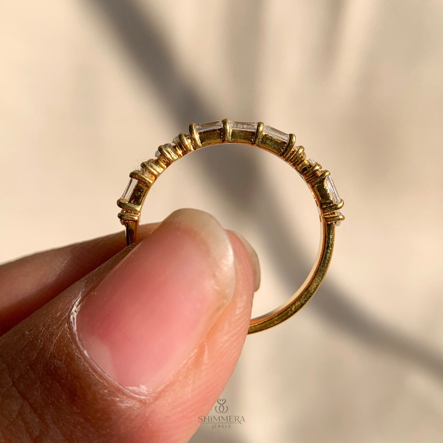 Baguette And Round Diamond Half Eternity Band