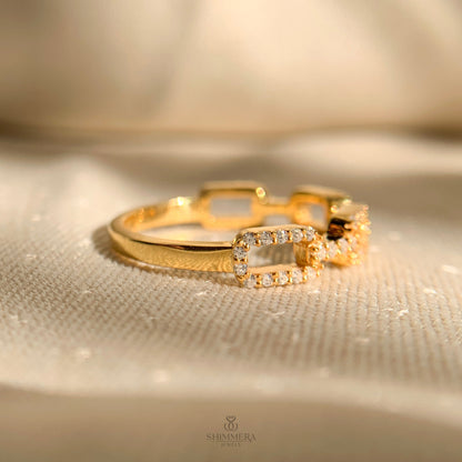 Moissanite Pave Diamond Chain Ring