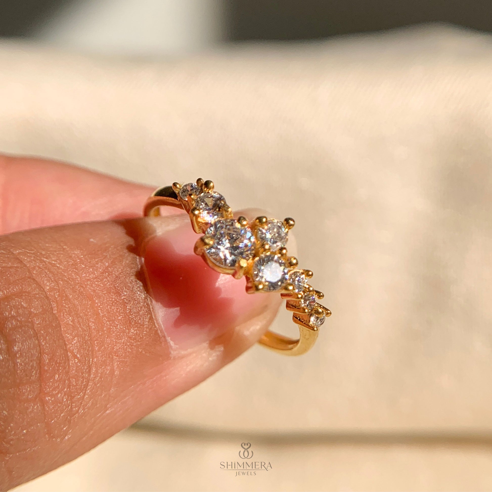 Luxury moissanite cluster engagement ring crafted in solid gold