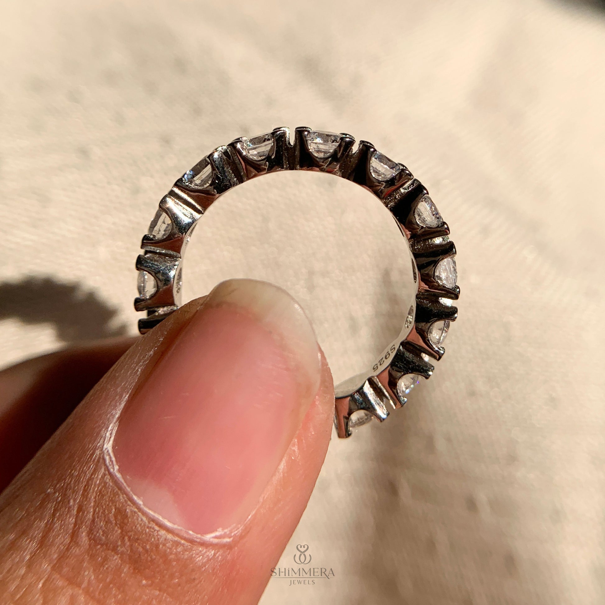 Elegant lab created round diamond eternity ring for women