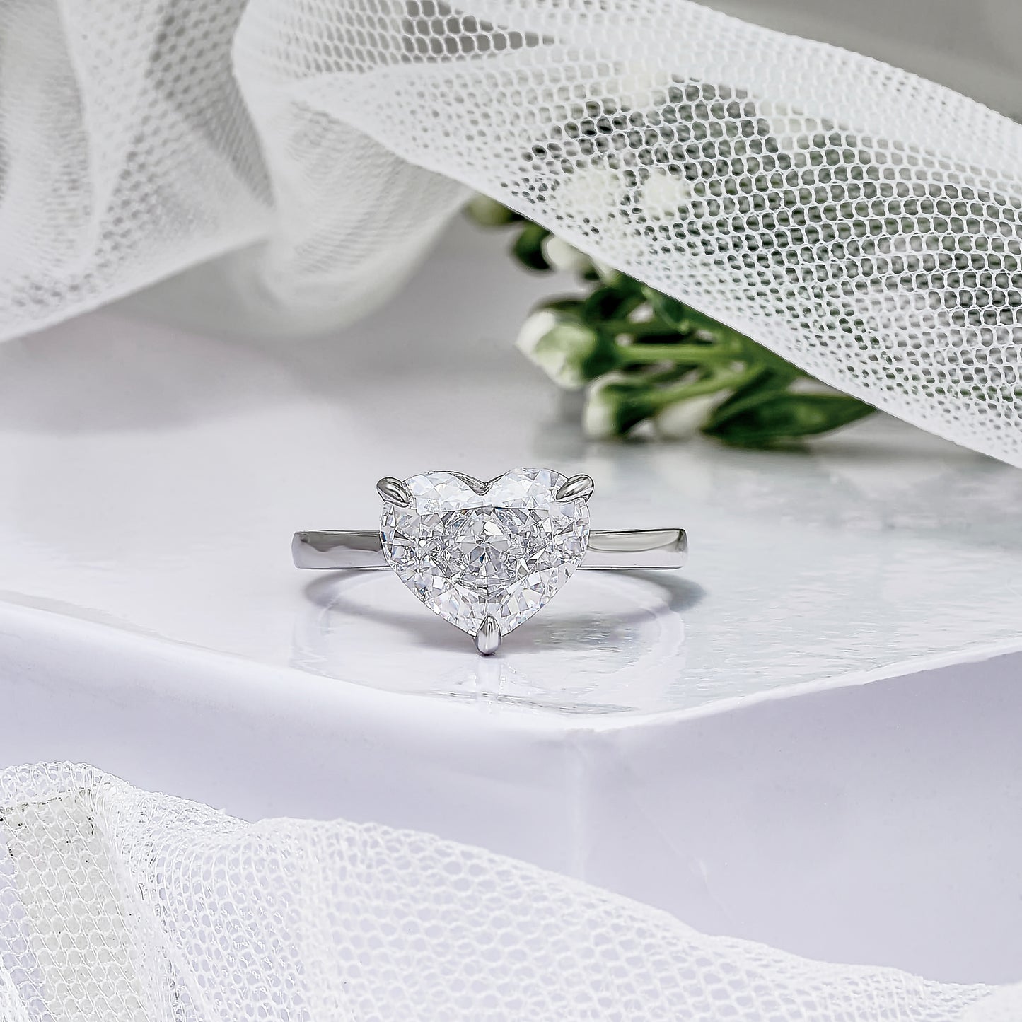 Heart Shaped Moissanite Engagement Ring