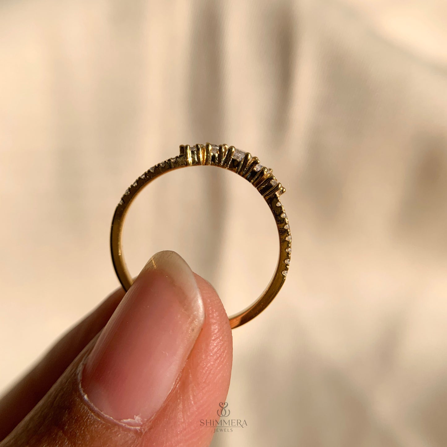 Pear And Round Curved Diamond Wedding Ring