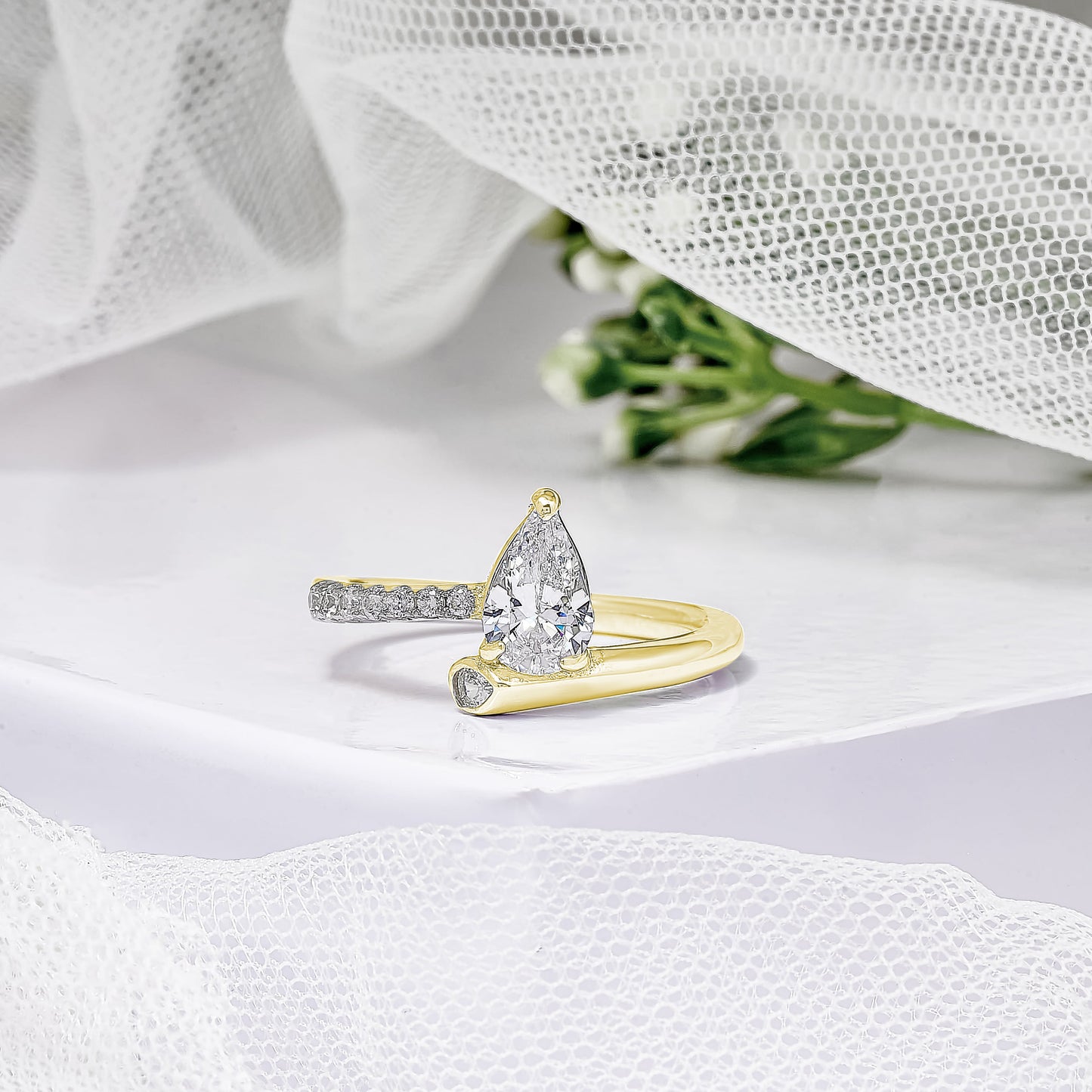 Lab Grown Pear Shape Solitaire Diamond Engagement Ring