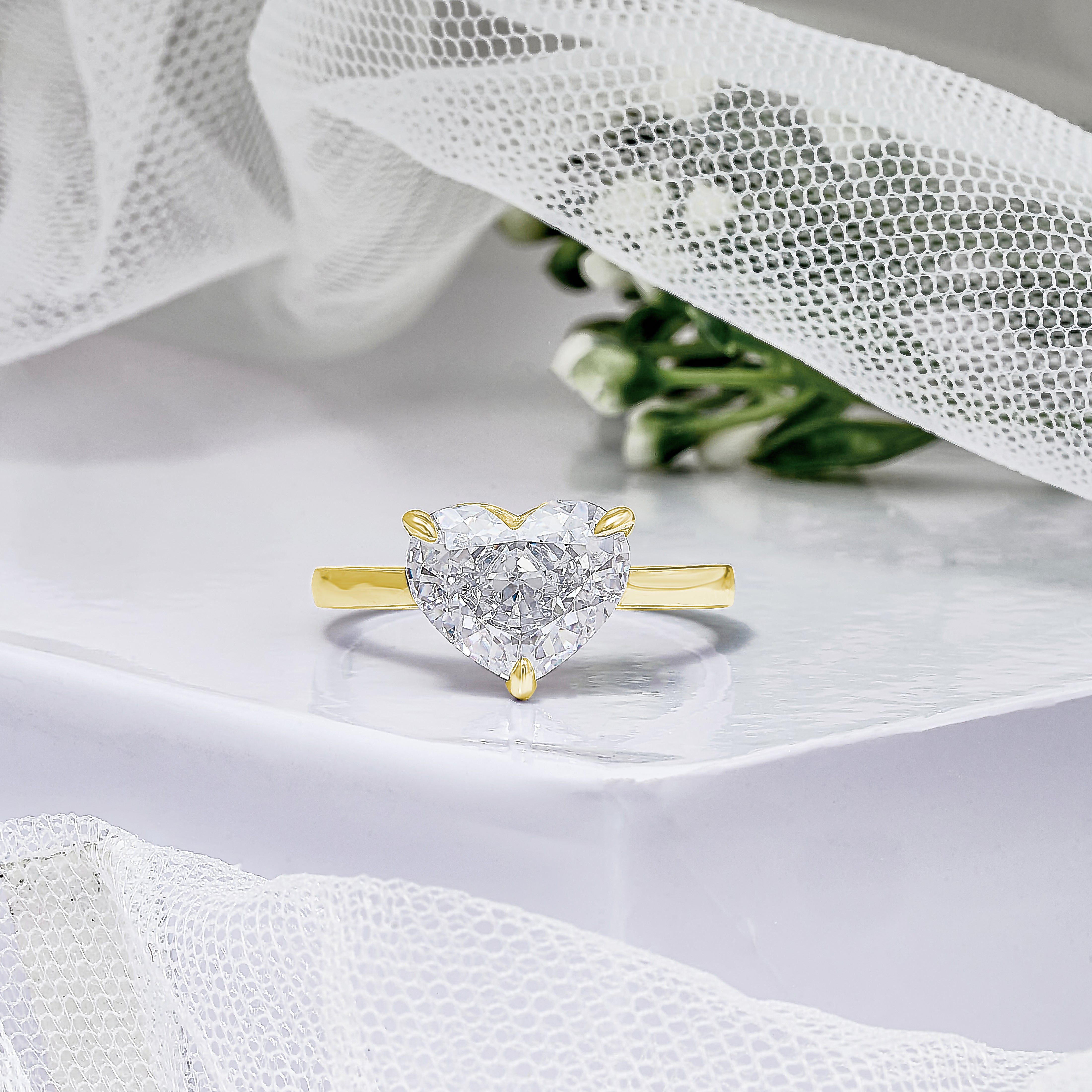 2.00 Carat Pear Cut Colorless Moissanite Engagement Ring, Solitaire Wedding outlet Ring, 14Kt Solid White Gold Ring, Simulated Diamond Bridal Gift