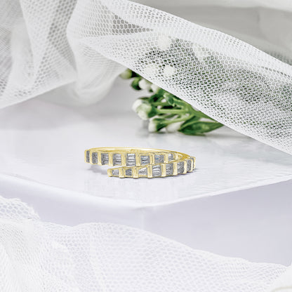 Graduated Baguettes/Solid Wrap Ring