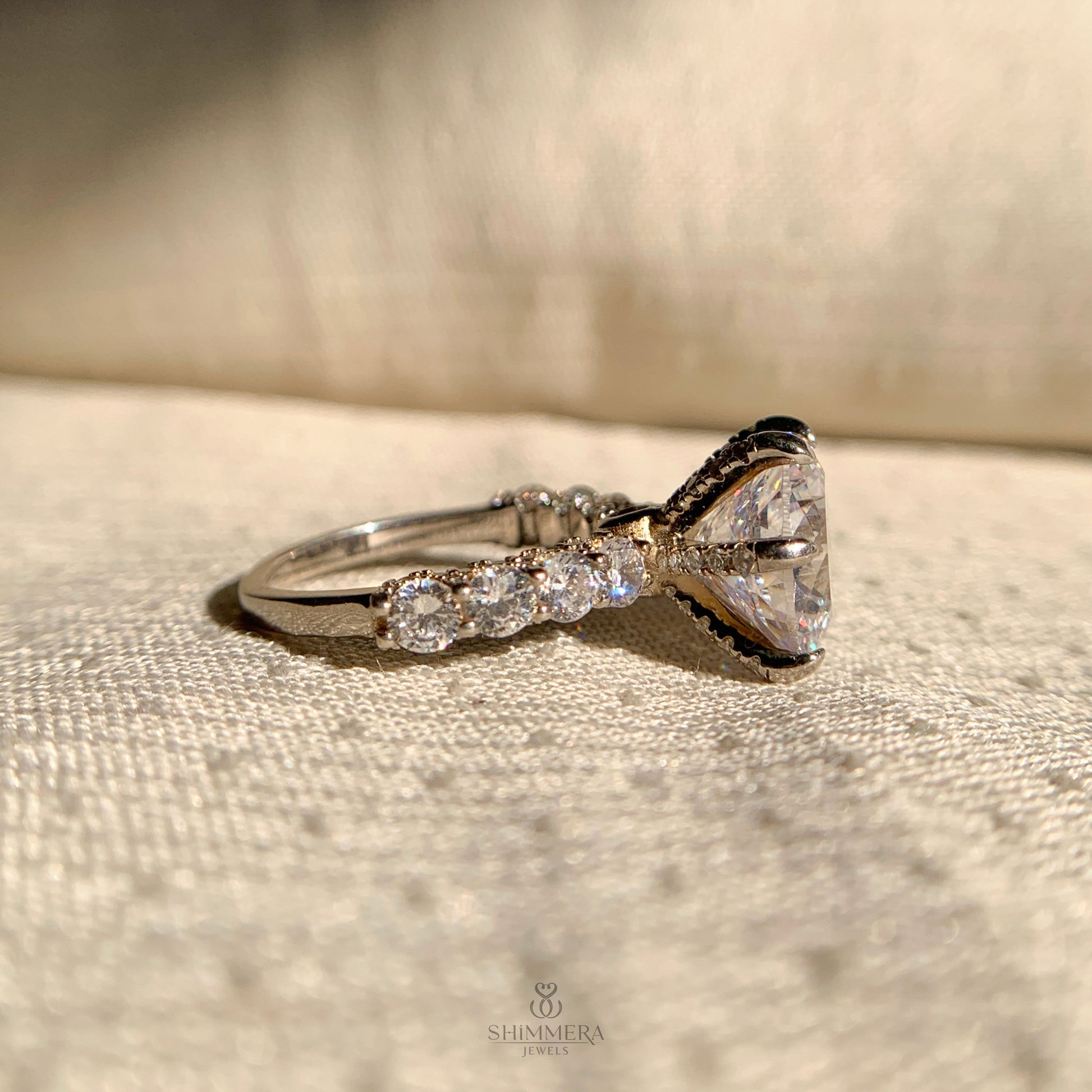 Timeless engagement ring set with Old European cut round diamond