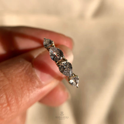 "Unique pear cut diamond rings for women, 4-piece collection"