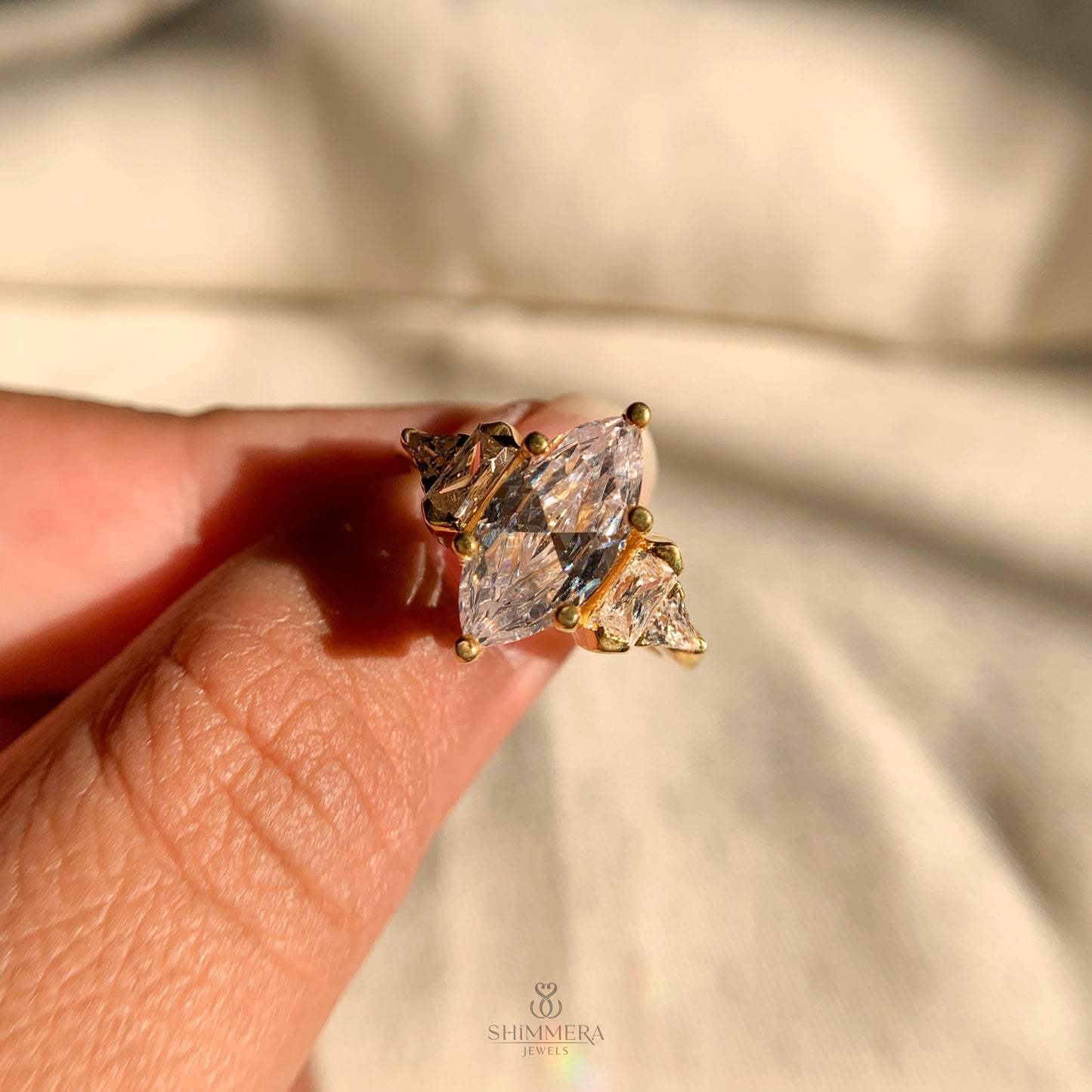 14k Yellow Gold Marquise Cut  Wedding Ring