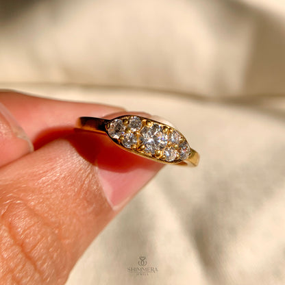 14k Moissanite Round Diamond Cluster Ring