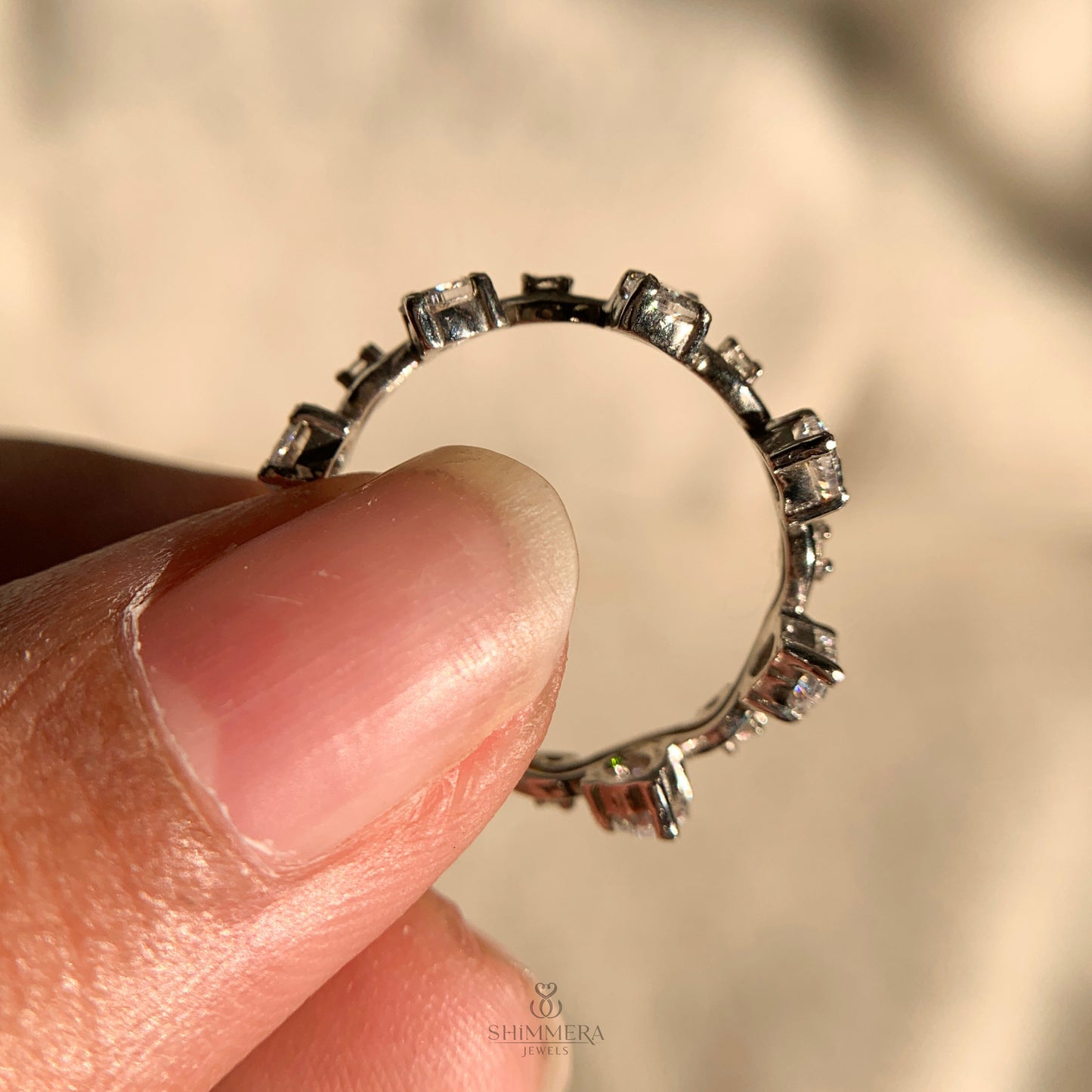 Oval and Round Shape Diamond Simple Stacked Wedding RingsSR095