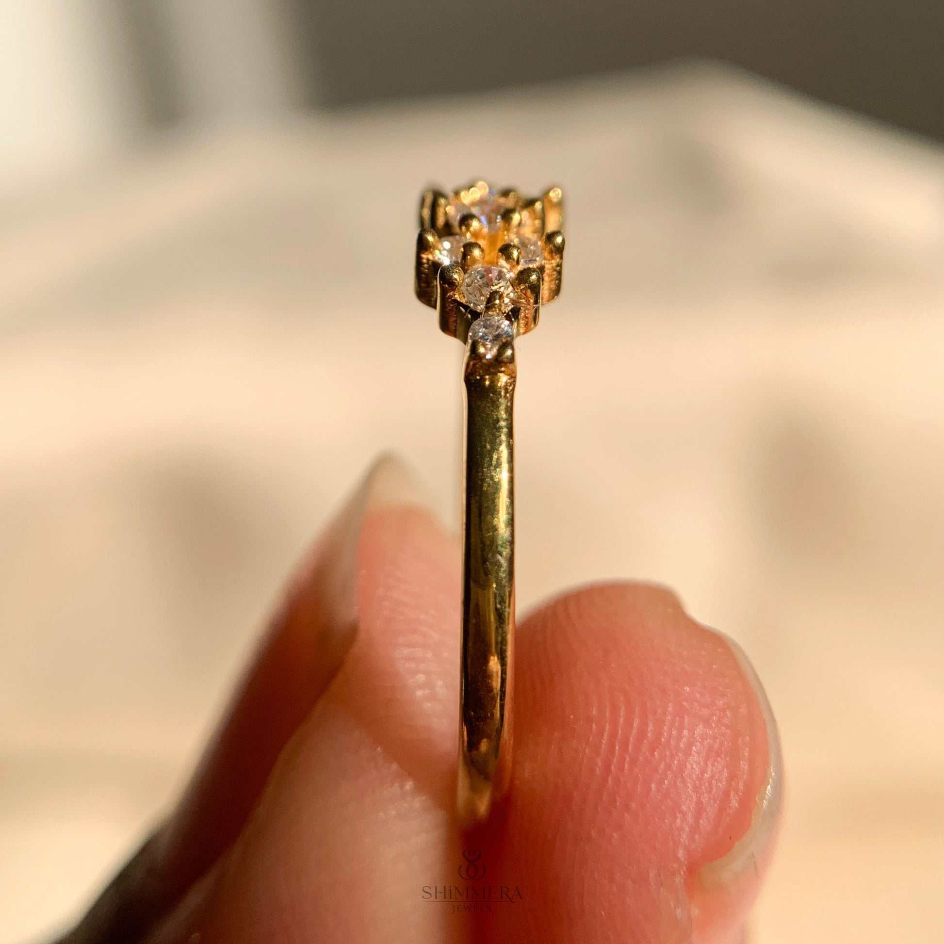 14k Lab Created Round Cluster Diamond Ring