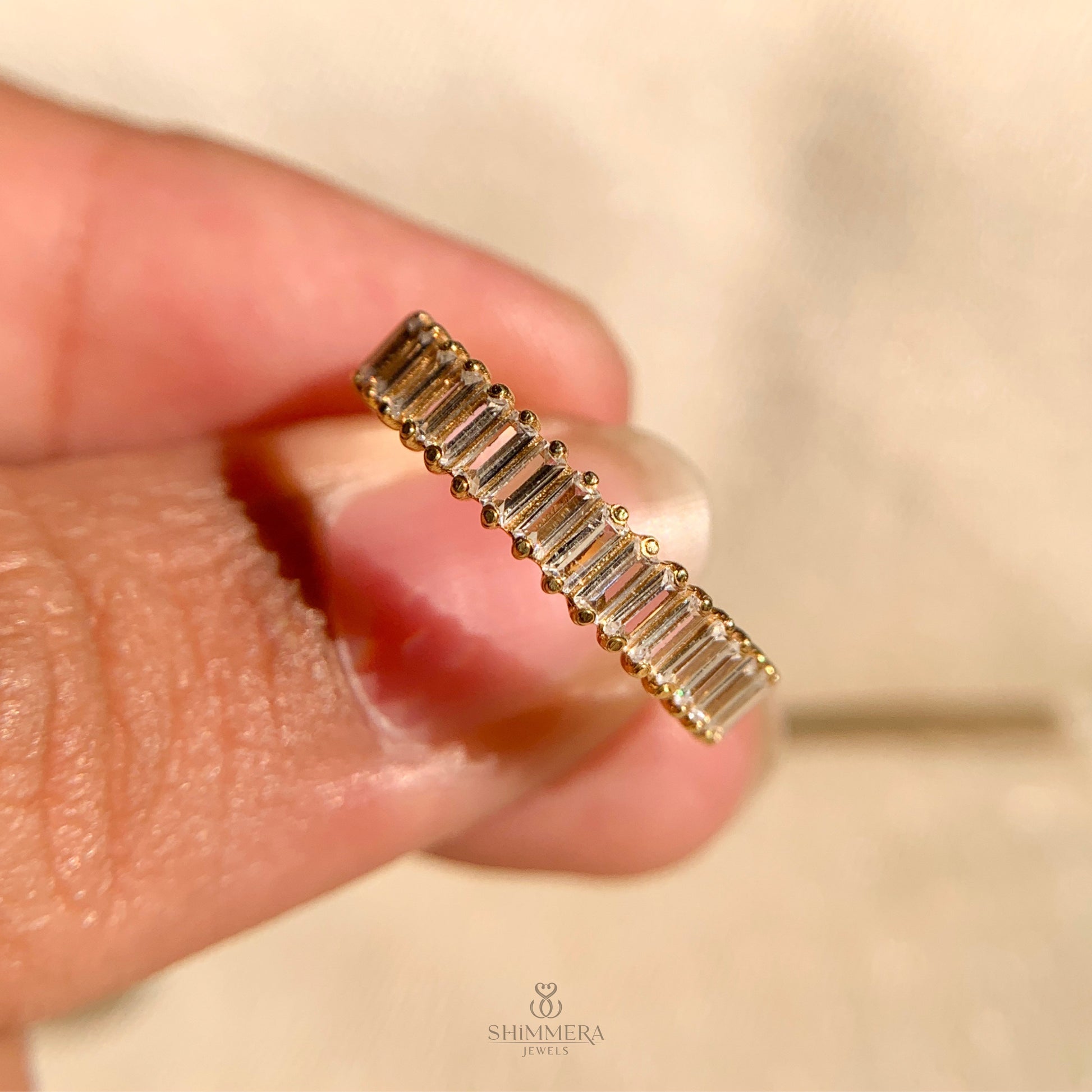 14k Baguette Cut Diamond Half Eternity Band