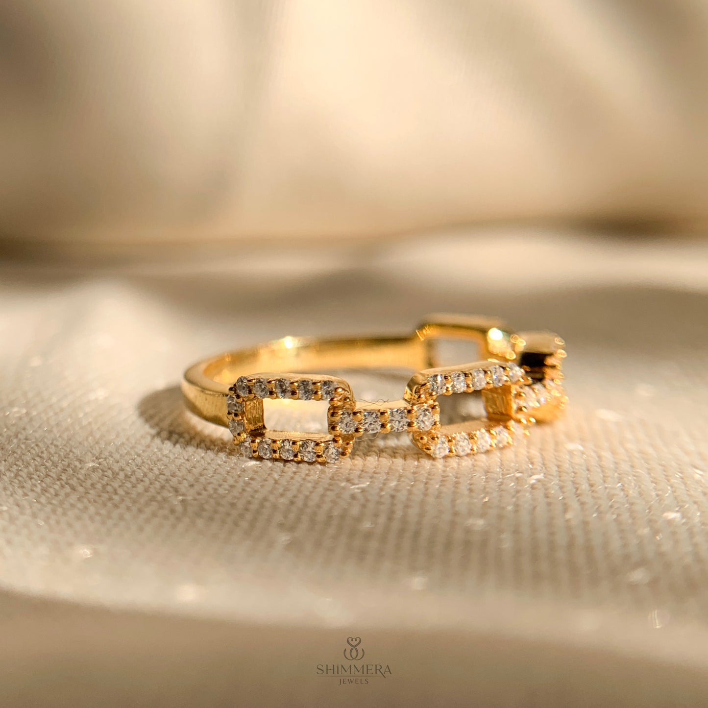 Moissanite Pave Diamond Chain Ring
