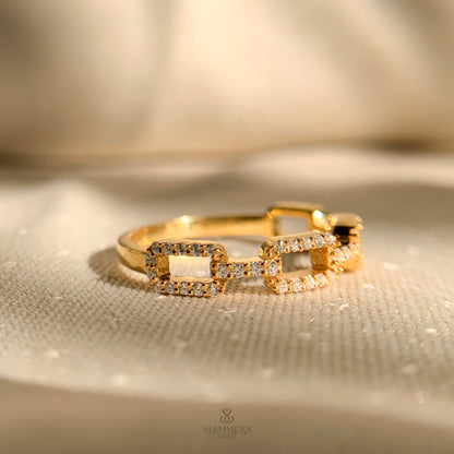 Moissanite Pave Diamond Chain Ring