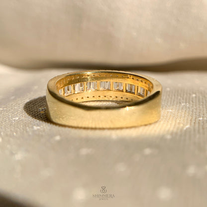 Baguette and Round Diamond Anniversary Wedding Bands