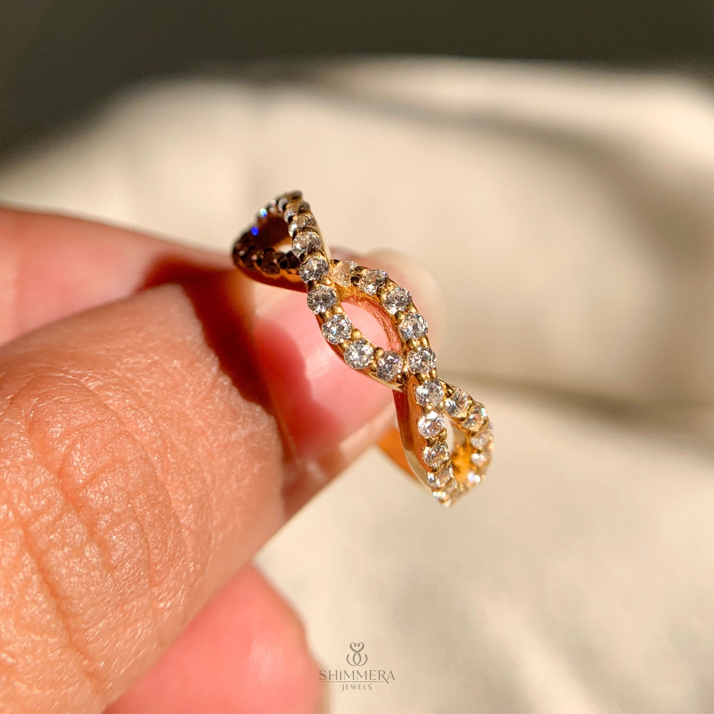 Half Infinity Pave Diamond Engagement Ring