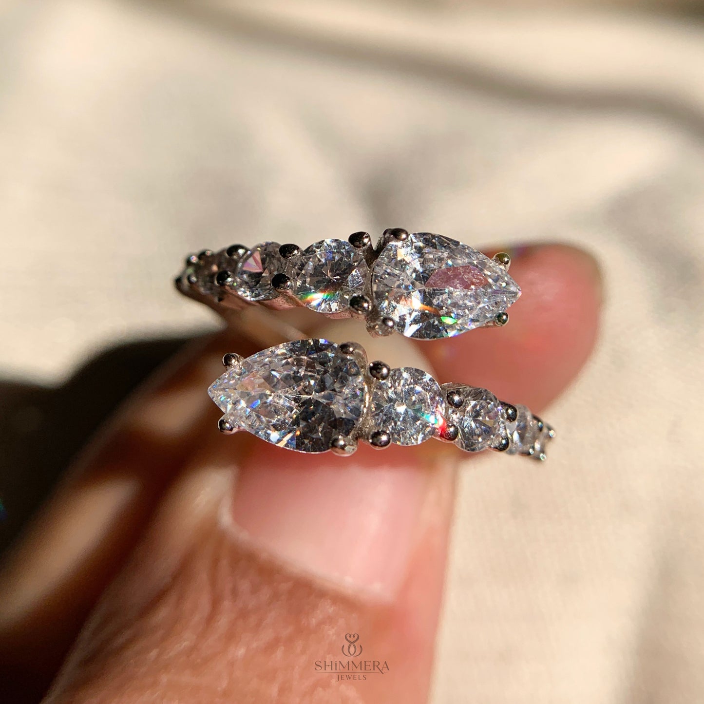 Snake Shape Graduated Diamond Wrap Ring