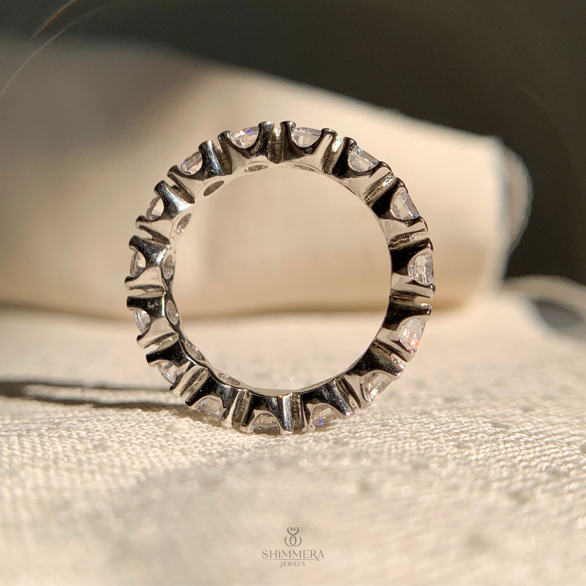 Sustainable round diamond eternity ring crafted with lab grown diamonds