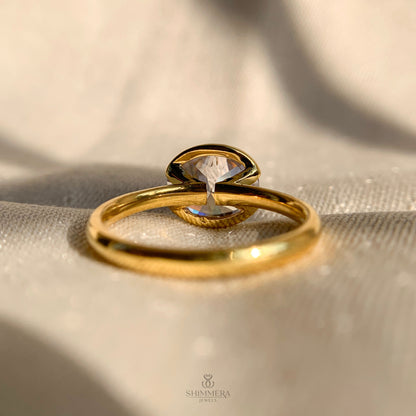 Oval Cut Half Bezel Engagement Ring