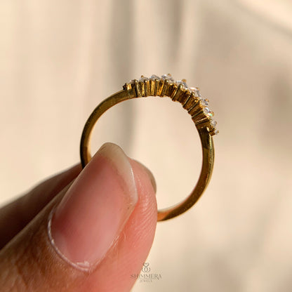 Marquise Shaped Diamond Curved Wedding Ring
