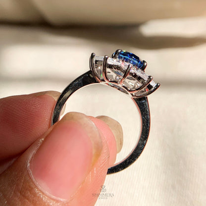 Oval Cut with Blue Sapphires and White Pear