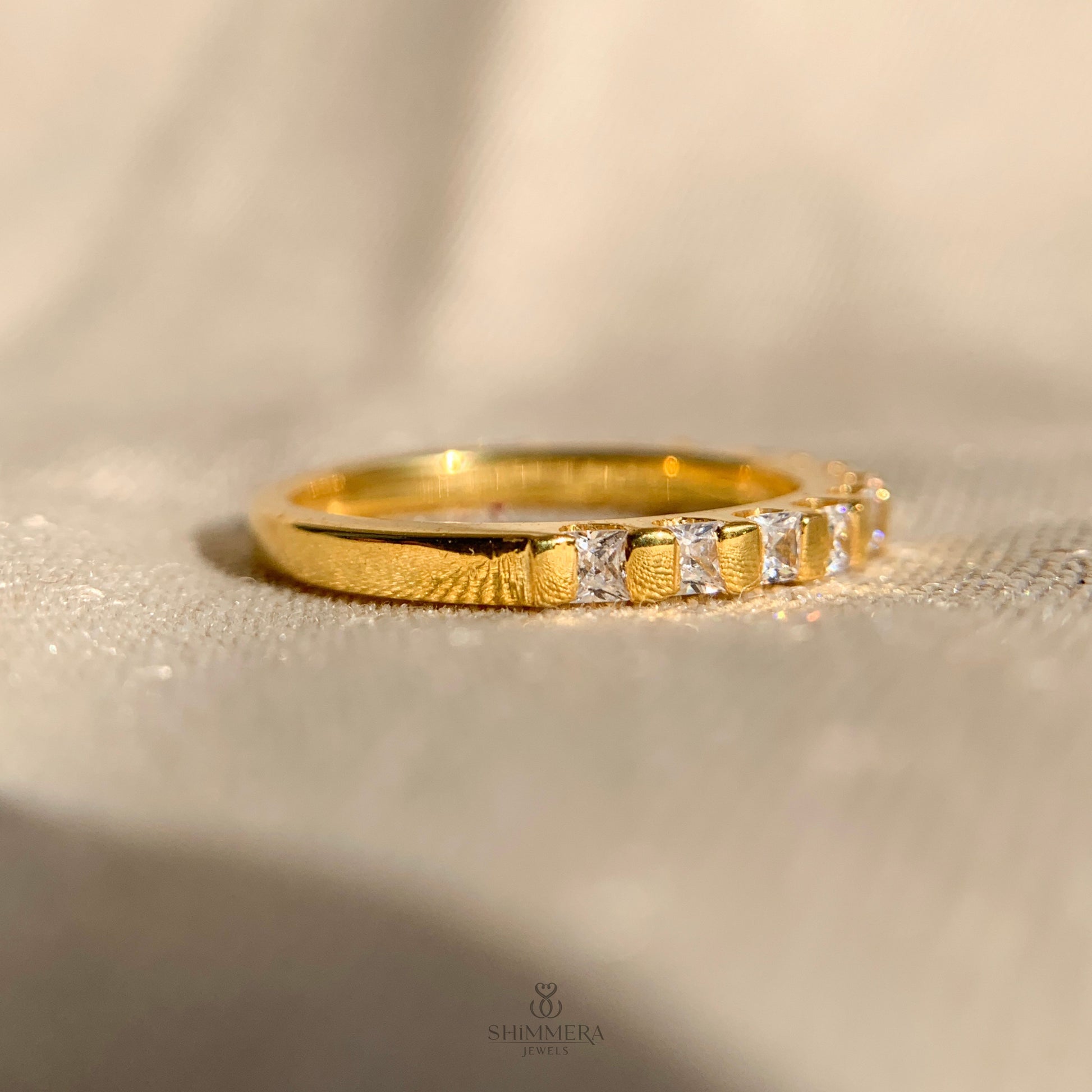 Modern bar set princess cut diamond engagement ring