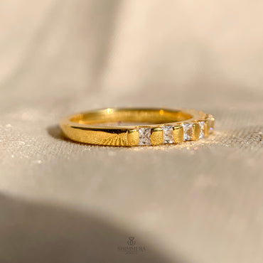 Modern bar set princess cut diamond engagement ring