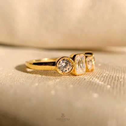 Unique multi-cut diamond wedding ring for women