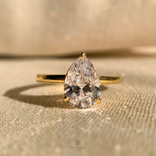 Moissanite Pear Shaped Solitaire Engagement Ring