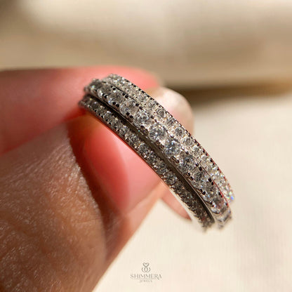 18k 3 Row Round Diamond Eternity Band