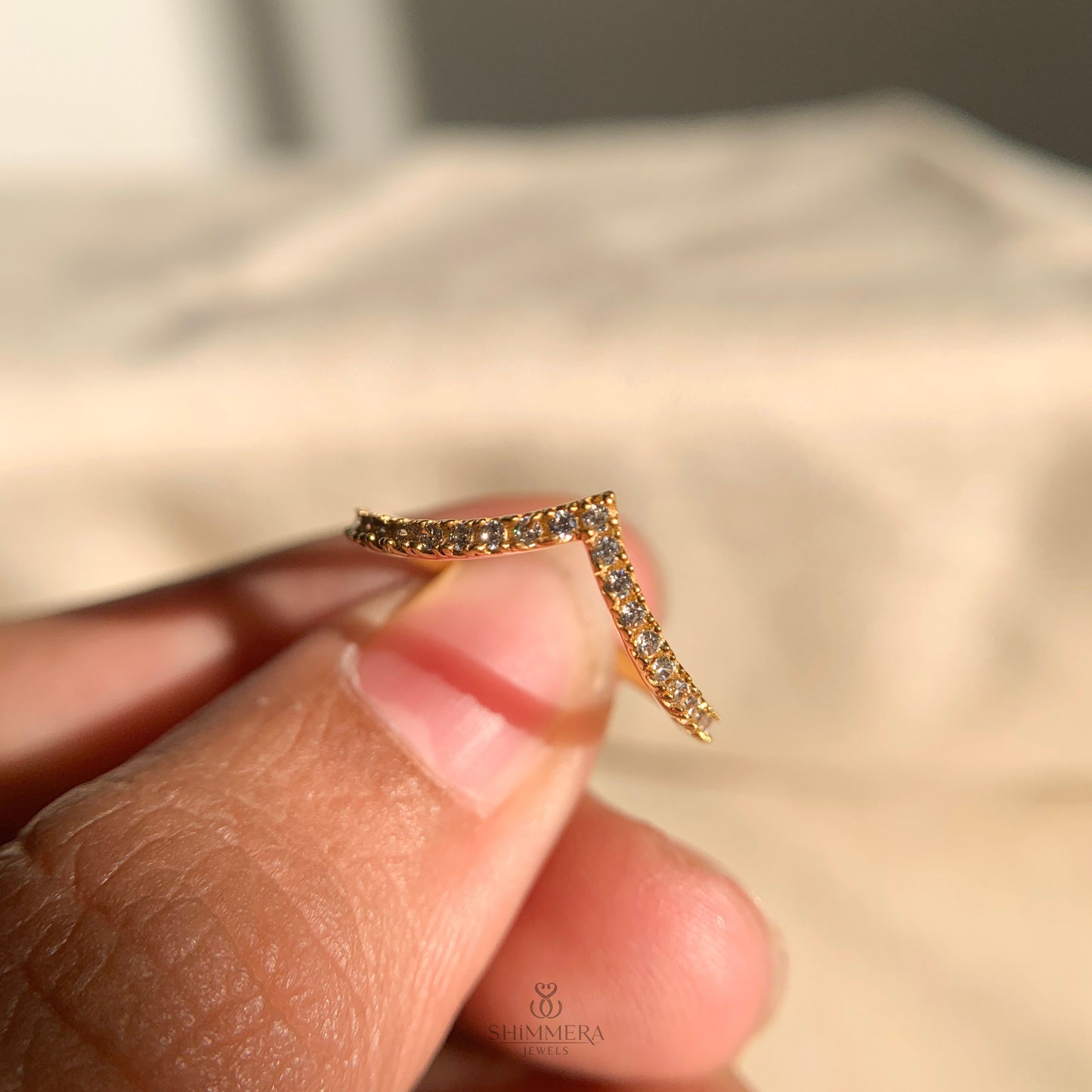 Yellow Gold Chevron Diamond Ring