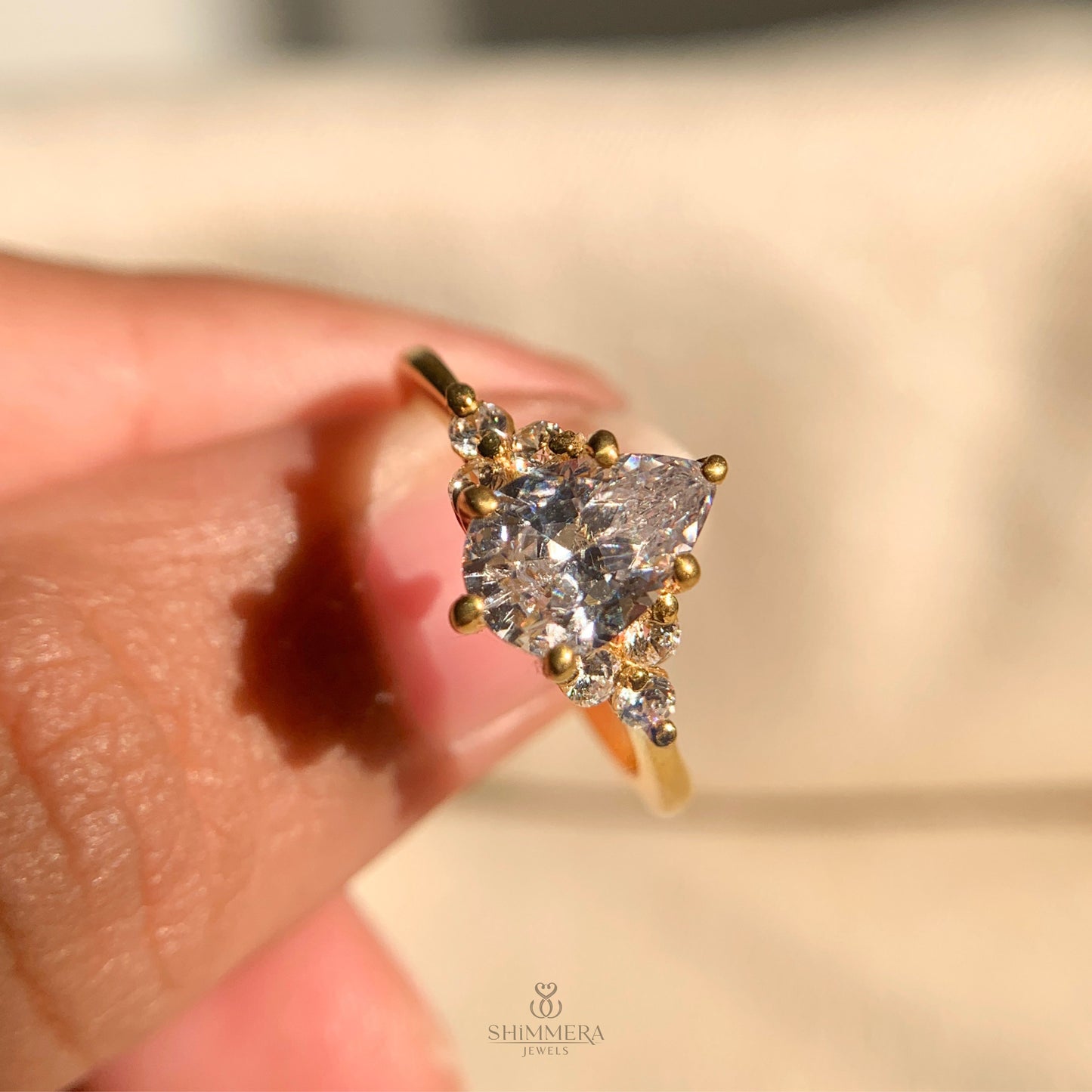 Pear Cut Engagement Rings With Side Stones Settings