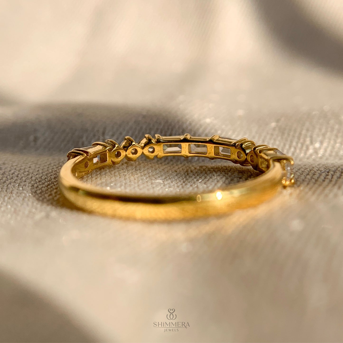 Baguette And Round Diamond Half Eternity Band