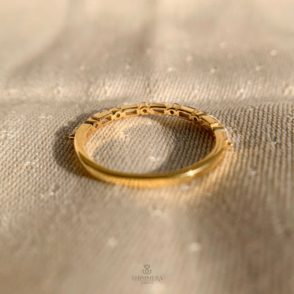 East West Baguette And Round Diamond Band In Gold