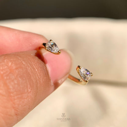 Pear Diamond Open Ring Wedding Band