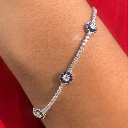 Dainty sapphire and diamond bracelet for anniversary gift