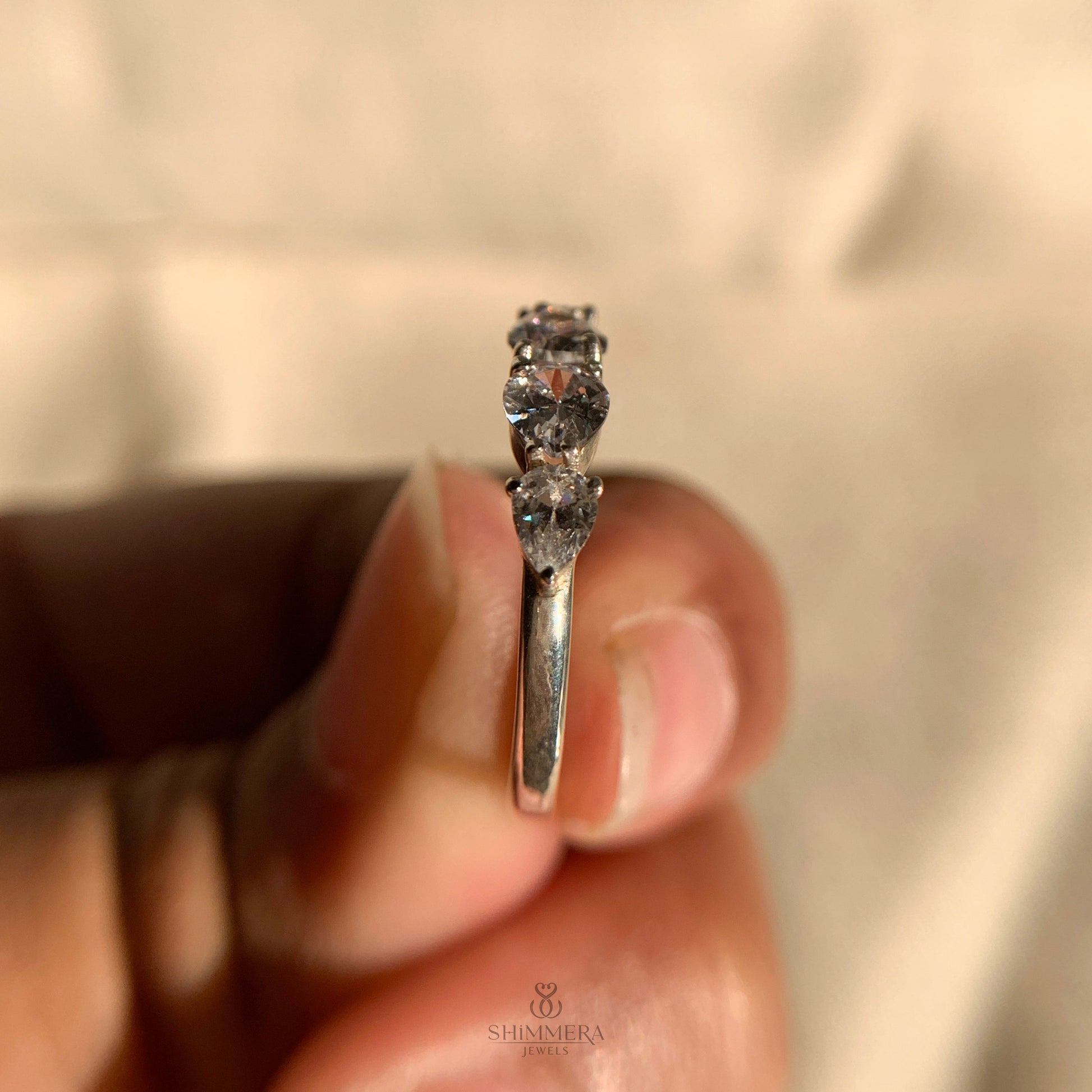 "Affordable pear shaped diamond rings set of 4 in rose gold"