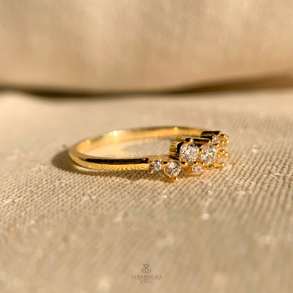 18k Yellow Gold Cluster Diamond Ring
