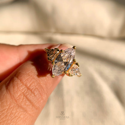 14k Yellow Gold Marquise Cut  Wedding Ring