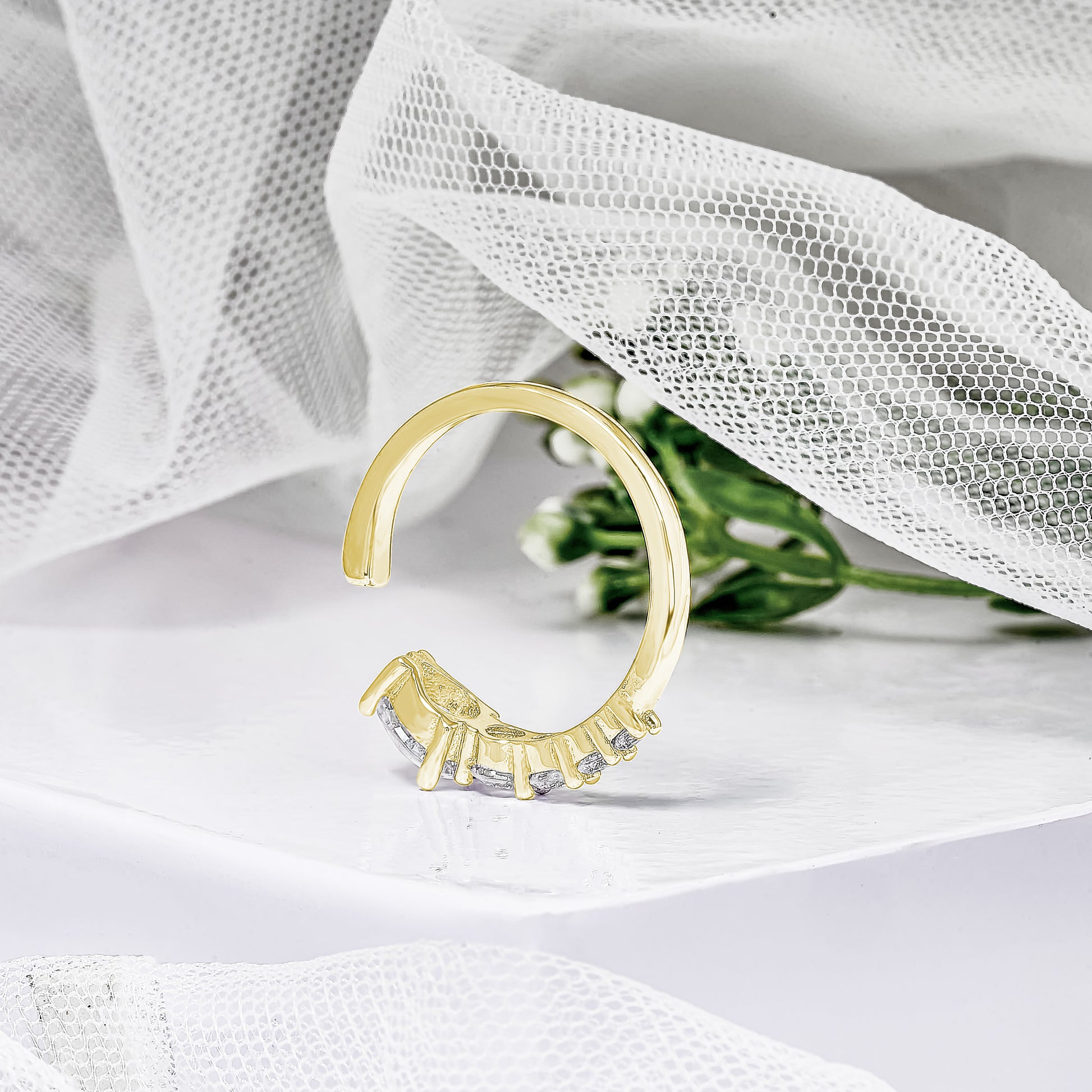 Diamond Open Cuff Ring 