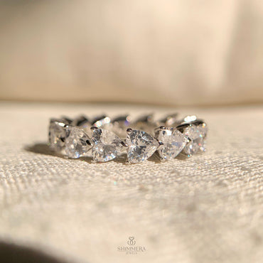 Elegant heart shaped moissanite diamond band for engagement or stacking