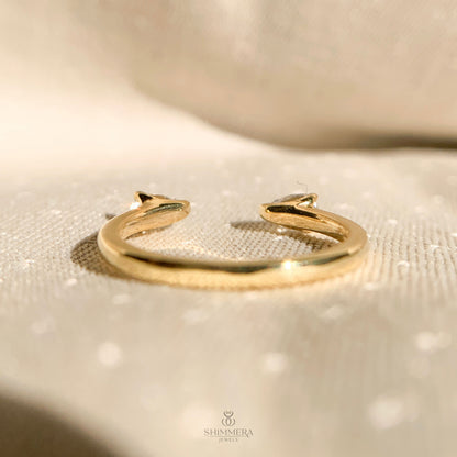 Pear Diamond Open Ring Wedding Band