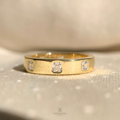 Timeless Asscher cut diamond wedding ring with full eternity design