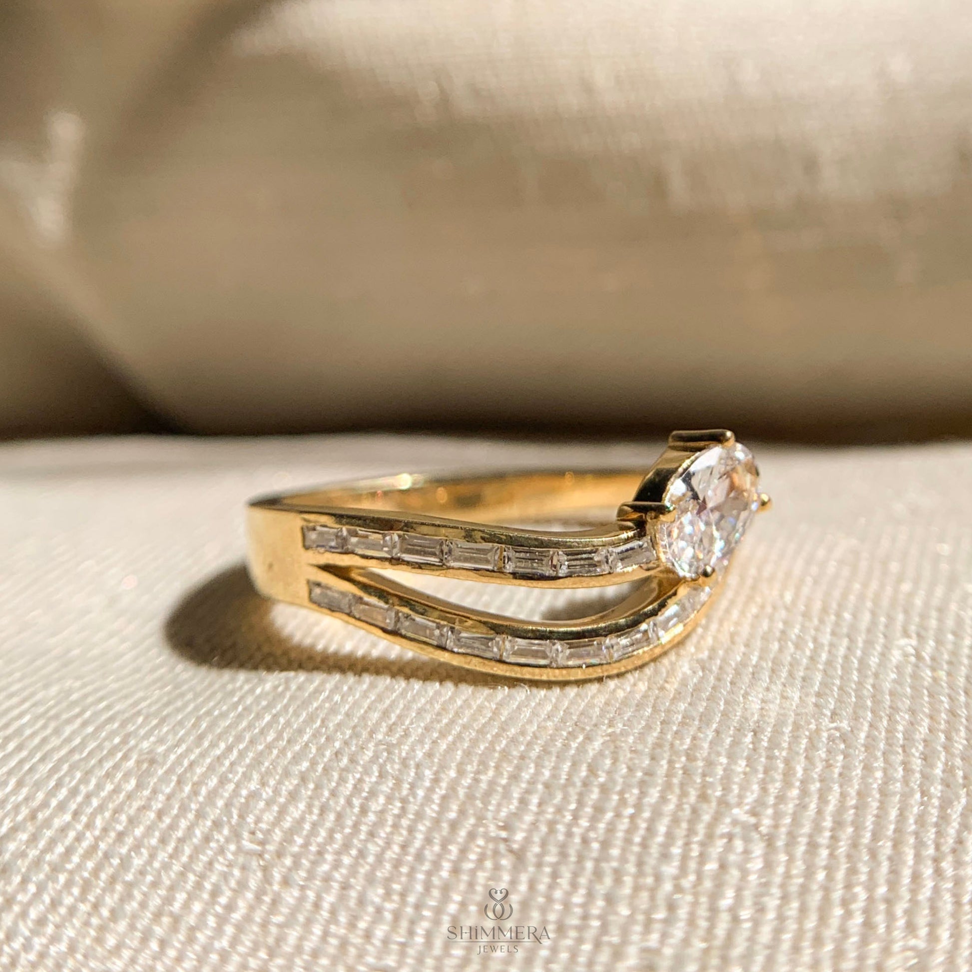 Oval Curved Diamond Band