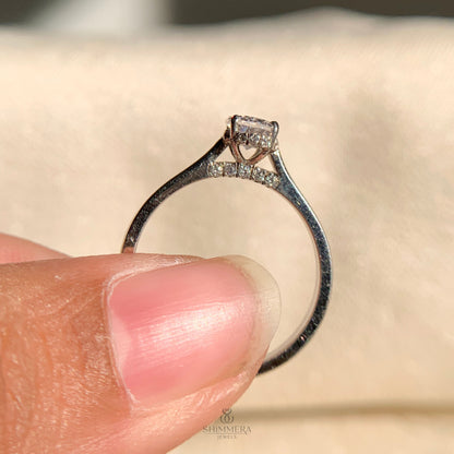 Simple and elegant 14k white gold oval solitaire engagement ring