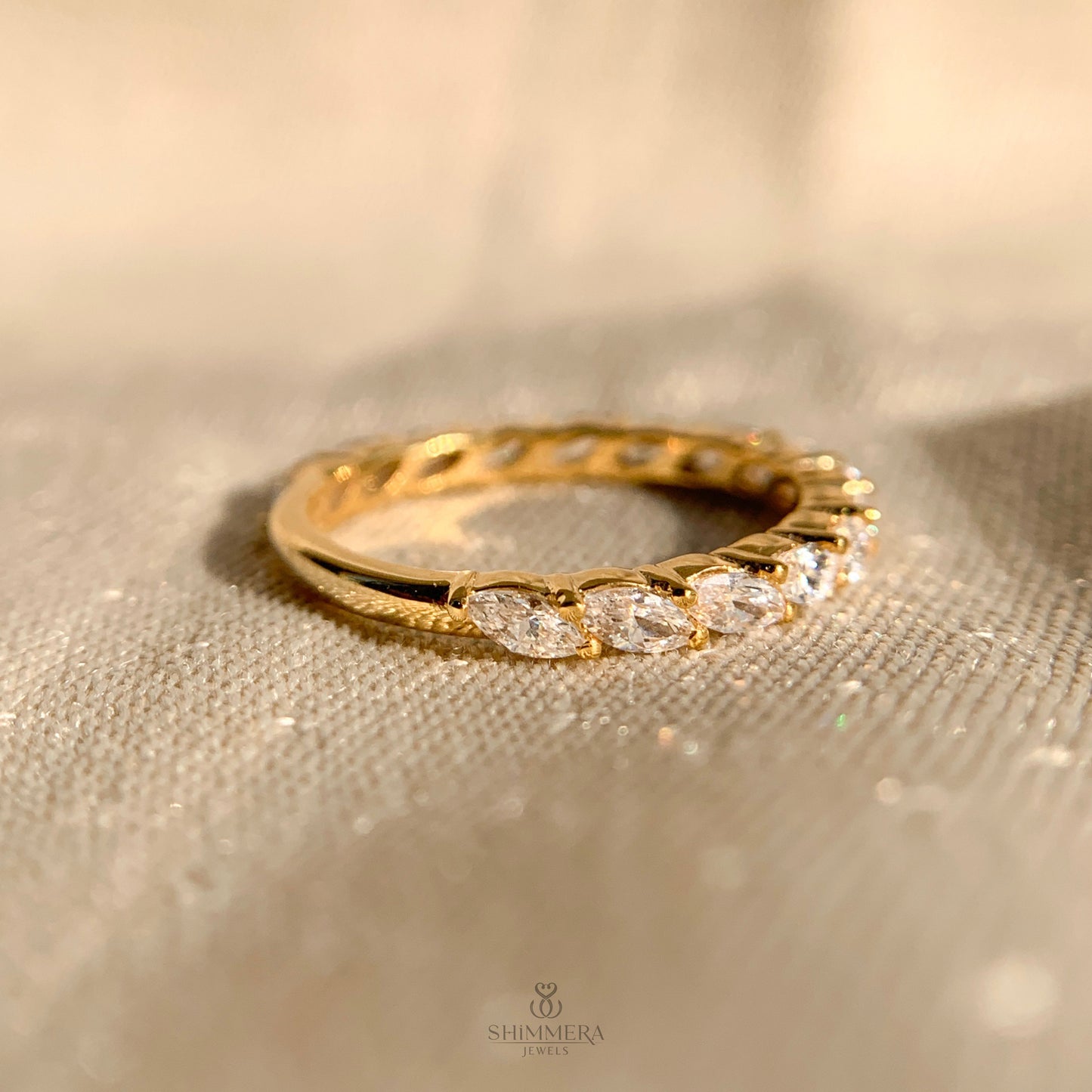 18k Yellow Gold Marquise Cut Diamond Ring