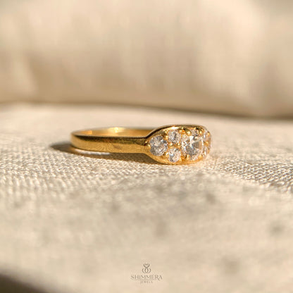 14k Moissanite Round Diamond Cluster Ring
