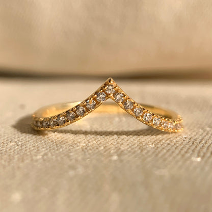 Yellow Gold Chevron Diamond Ring