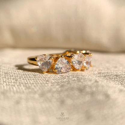 Women’s heart shaped diamond wedding ring with unique alternating design